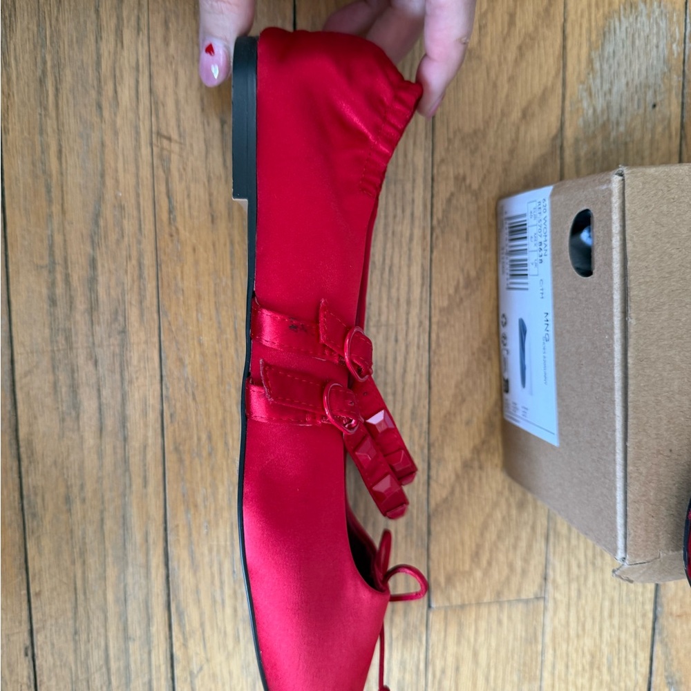 Mango Red Satin Ballet Flats - Picture 4 of 6